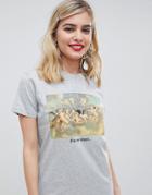 Asos Design T-shirt With Photographic Cherub Print-gray