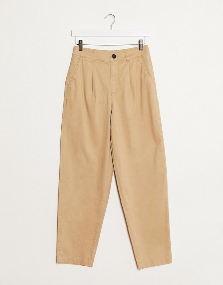 Mango Button Front Pants In Camel-brown