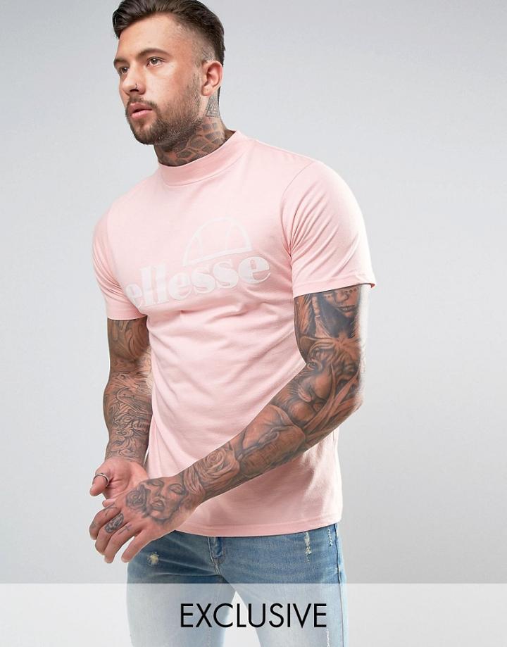 Ellesse High Neck T-shirt With Flock Logo - Pink