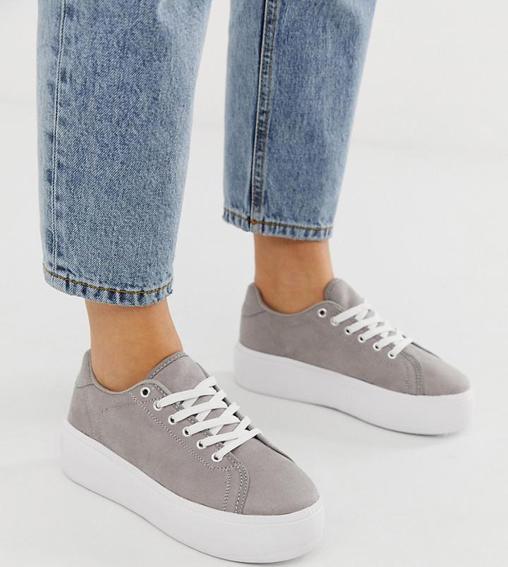 Truffle Collection Wide Fit Flatform Sneakers-gray