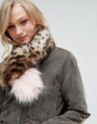 Bandits Premium Faux Fur Cross Through Scarf - Brown