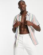 Native Youth Sydney Striped Revere Collar Shirt In Light Blue-blues
