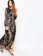 Warehouse Folk Print Maxi Dress - Multi