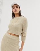Asos Design Two-piece Cropped Sweater - Beige