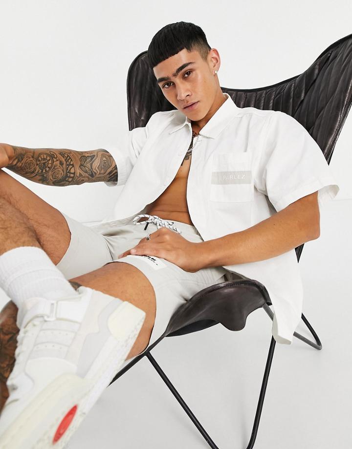 Parlez Giles Pocket Logo Shirt In White