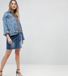 Bandia Maternity Over The Bump Denim Skirt With Removable Bump Band - Blue