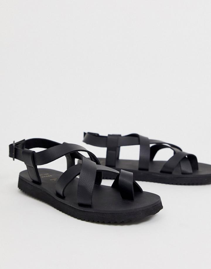 Bershka Multi-strap Sandals In Black - Black