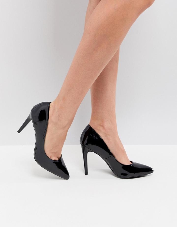 New Look Patent Pointed Court Shoe - Black