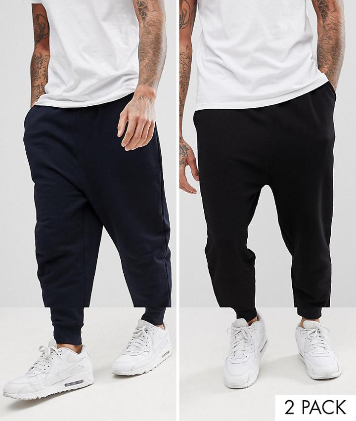 Asos Drop Crotch Jogger 2 Pack Black/navy Save - Multi