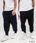 Asos Drop Crotch Jogger 2 Pack Black/navy Save - Multi