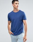 Ringspun Cut And Sew Pocket T-shirt With Curved Hem - Blue