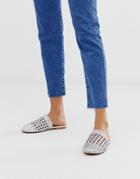 Asos Design Motto Woven Mules In Silver - Silver