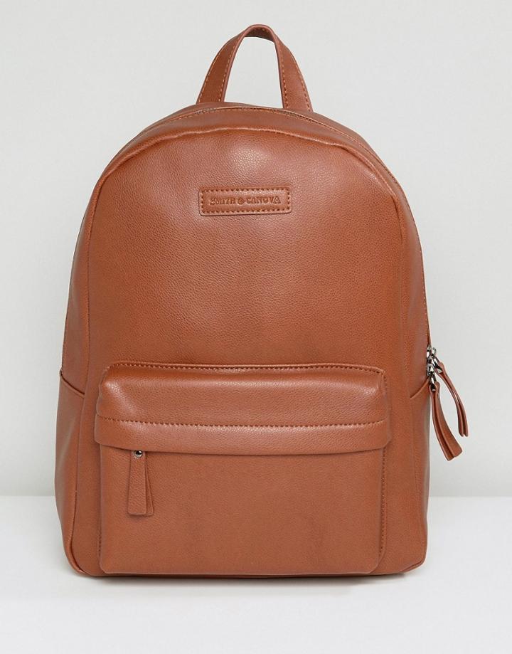 Smith And Canova Leather Backpack In Tan - Tan