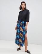 Fabienne Chapot Split Midi Skirt In Dragon Roll Print - Multi