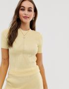 Asos Design Two-piece Cropped Knitted T-shirt - Yellow