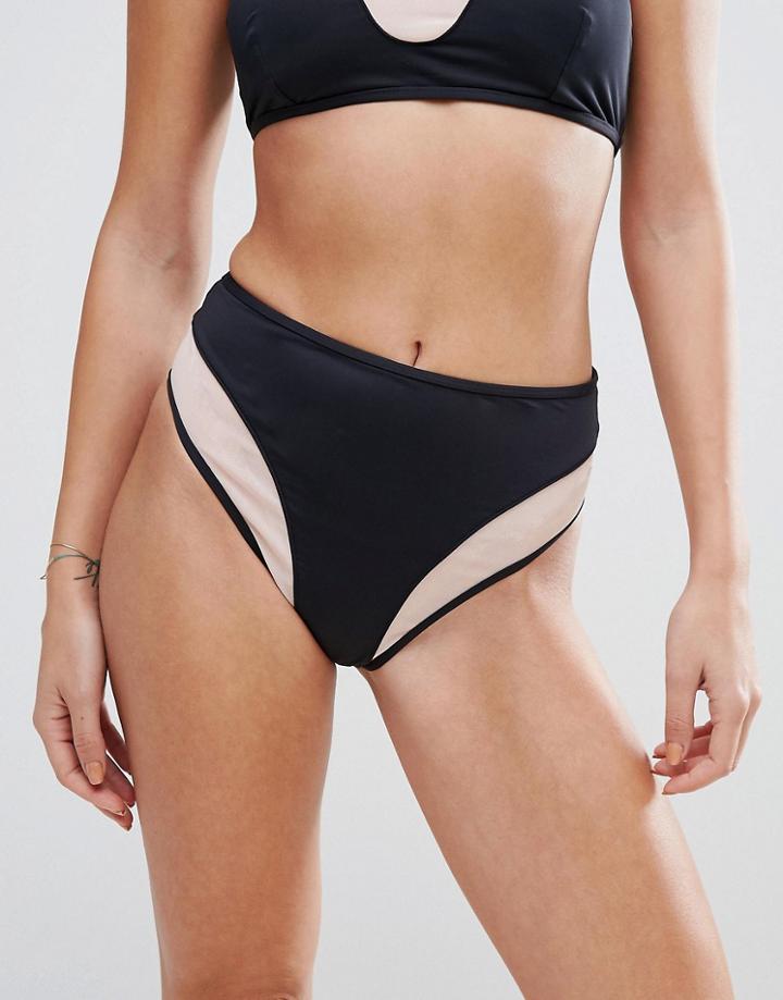 Evil Twin Illusion Mesh Bikini Bottom-black