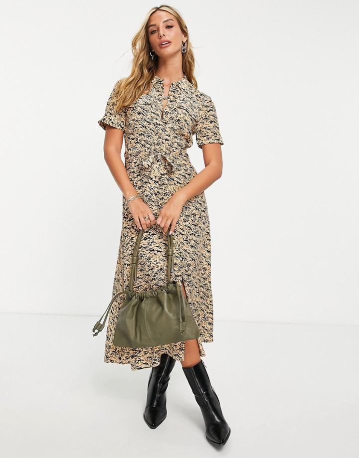 Whistles Bark Print Midi Shirt Dress In Multi
