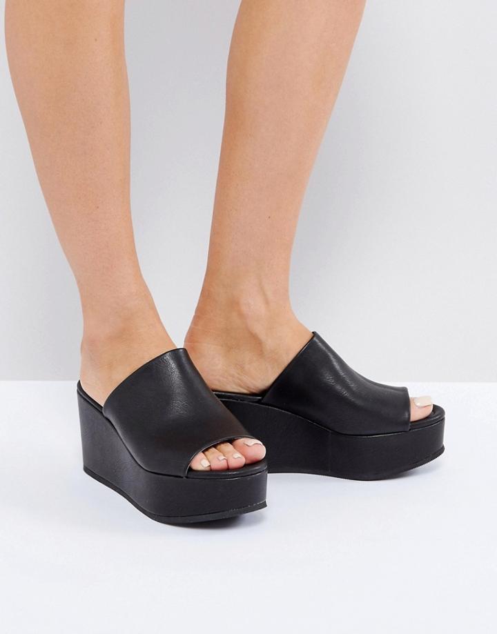 London Rebel Flatform Mule Sandal - Black