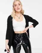 Lipsy Ruched Short Sleeve Cardigan In Black