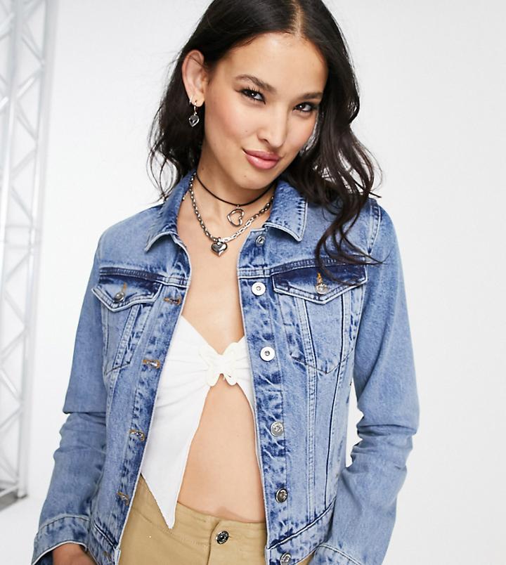 Collusion Shrunken Denim Jacket In Light Blue Wash