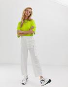 Collusion Stripe Pants With Utility Pocket - White