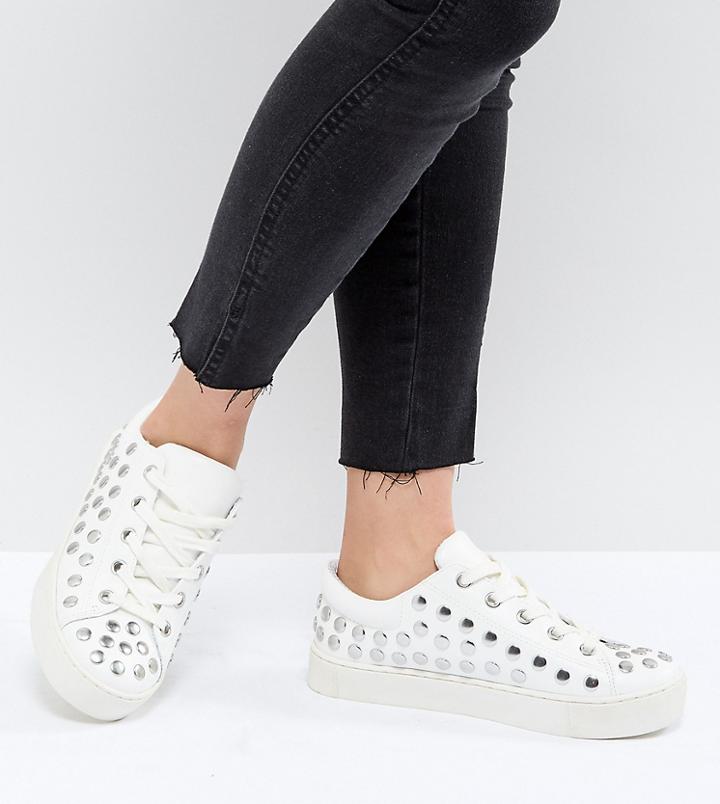 Monki Stud Detail Sneaker - White
