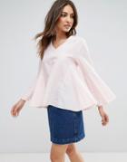 Qed London Pearl Sleeve A Line Top - Pink
