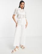 & Other Stories Lace Wide Leg Pants In Off-white - Part Of A Set