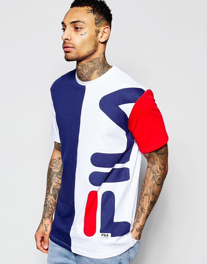 Fila Black T-shirt With Side Logo - White