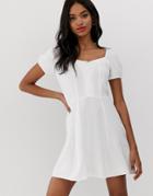 New Look Prairie Dress In White - Cream