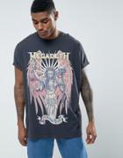 Asos Megadeth Super Oversized Band T-shirt With Wash - Gray