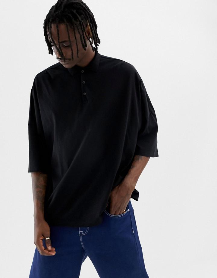 Asos Design Extreme Oversized Polo In Black - Black