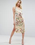 Asos Satin Floral Print Cami Midi Dress - Multi
