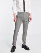 Twisted Tailor Pudwill Slim Fit Suit Pants In Beige And Navy Micro Check-multi
