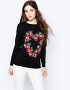 Sugarhill Boutique Lena Love Flowers Intarsia Jumper - Black