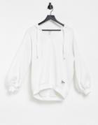 River Island Branded Shearling Set Hoodie In White