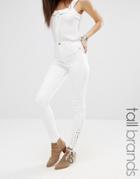 Missguided Tall Highwaisted Lace Up Skinny Jean - White