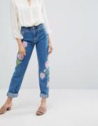 Warehouse Embroidered Jeans - Blue