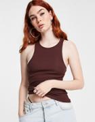 Weekday Fable Organic Cotton Racer Tank With Cut Out Detail In Brown