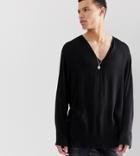Asos Design Tall Regular Fit Overhead Shirt In Crinkle Viscose In Black - Black