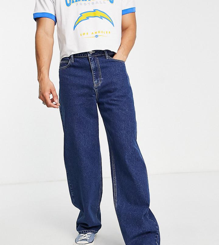 Collusion X014 Extreme 90s Baggy Jeans In Blue With White Stitch