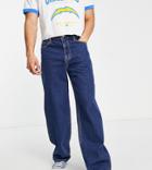 Collusion X014 Extreme 90s Baggy Jeans In Blue With White Stitch