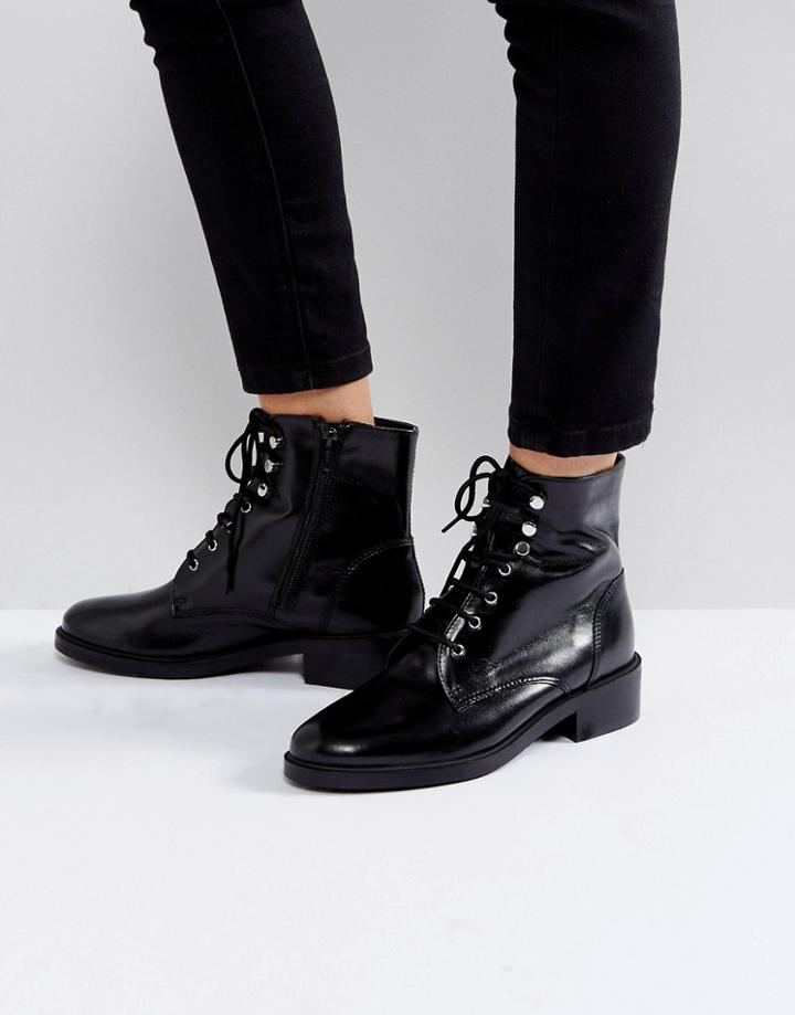 Carvela Skewer Black Lace Up Military Boots - Black