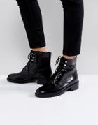 Carvela Skewer Black Lace Up Military Boots - Black
