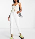 Stradivarius Tall Cotton Slim Mom Jeans With Stretch In Ecru-white