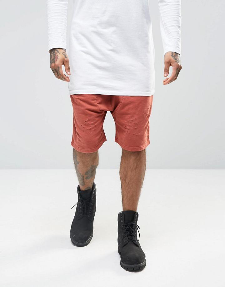 Granted Shorts With Distressing - Rust