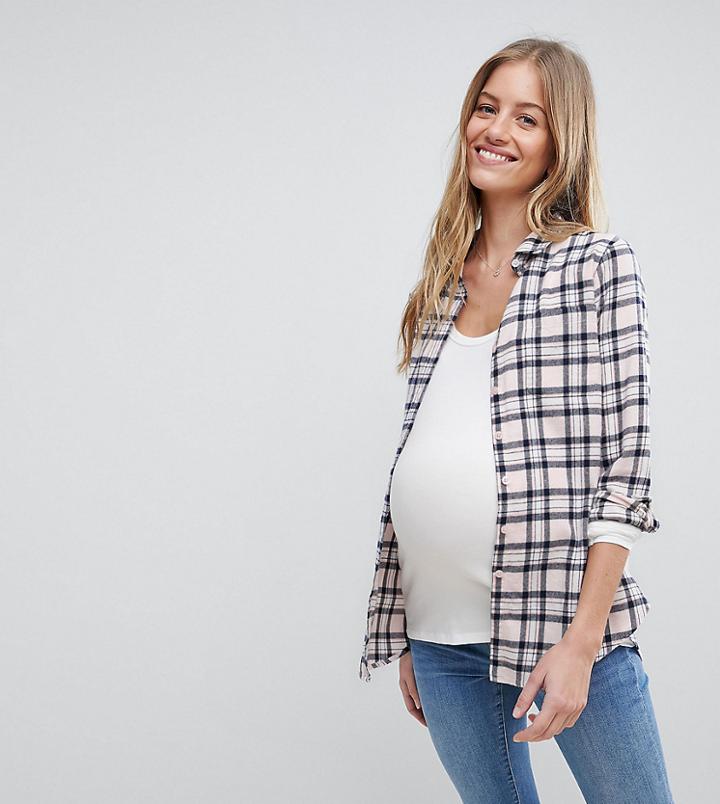 Asos Maternity Shirt In Blush Check - Multi