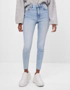 Bershka High Rise Skinny Jean In Bleach Blue-blues