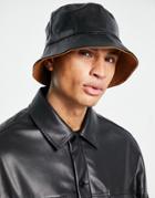 Asos Design Y2k Reversible Bucket Hat In Black And Brown Pu