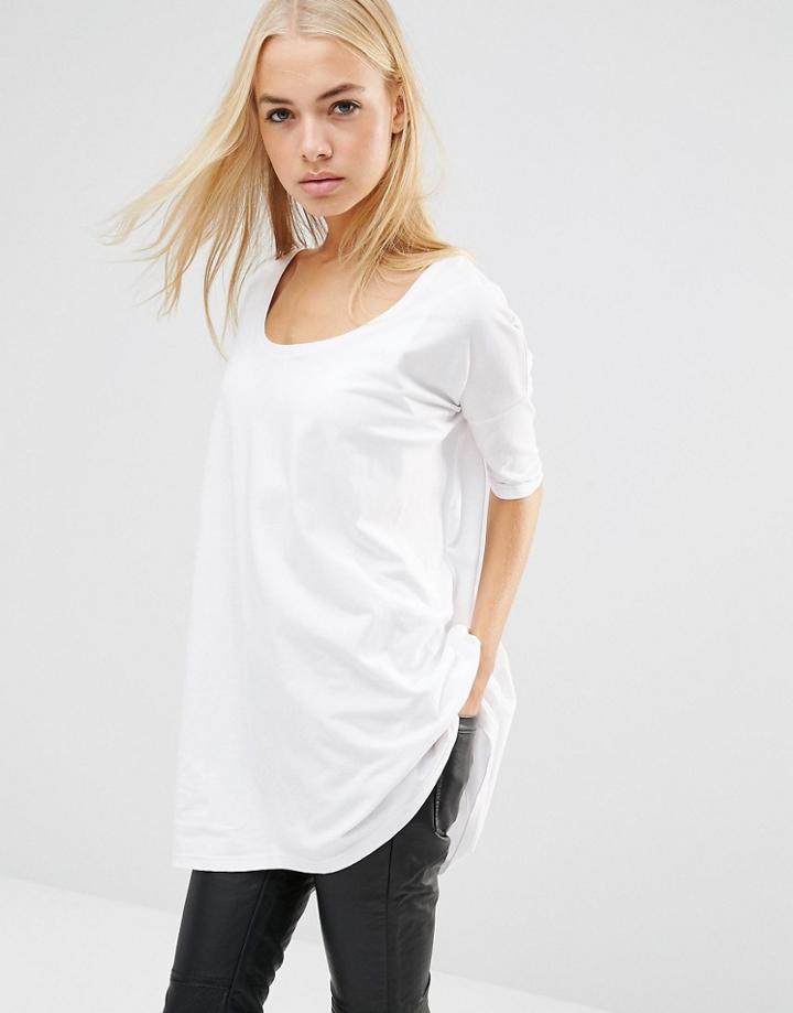 Minimum Melanie Oversize Jersey Top In White - White